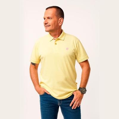 Camiseta Polo Bordado  Premium Masculina - Amarelo Pastel