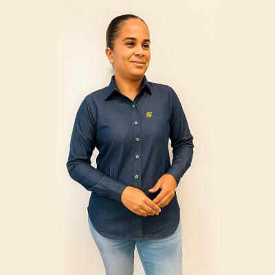 Camisa Jeans Premium Manga Longa Feminina Slim
