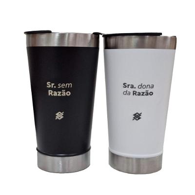 Kit Copo Térmico 500ml em Inox com Abridor - Sra. Dona da Razão e Sr Sem Razão