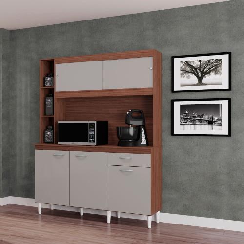 Cozinha Compacta 5 Portas 1 Gaveta e 2 Prateleiras 140cm Duda A883 Poquema