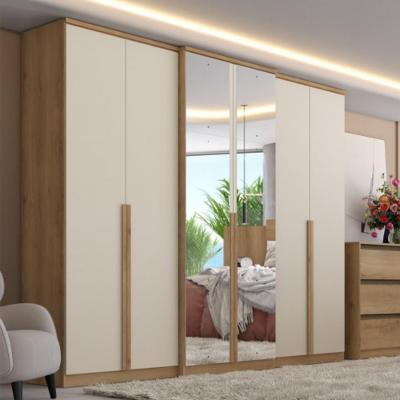 Guarda Roupas Casal com Espelho 6 Portas 4 Gavetas Valência Full Glass THB