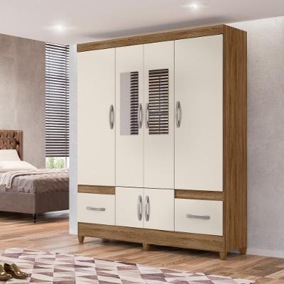 Guarda Roupa Casal com Espelhos 6 Portas 2 Gavetas MS912 Moval