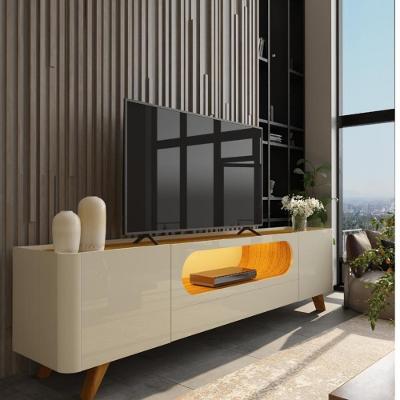 Rack para TV de Até 85 Polegadas 2 Portas 1 Gaveta LED com Pés de Madeira Nobre Gelius