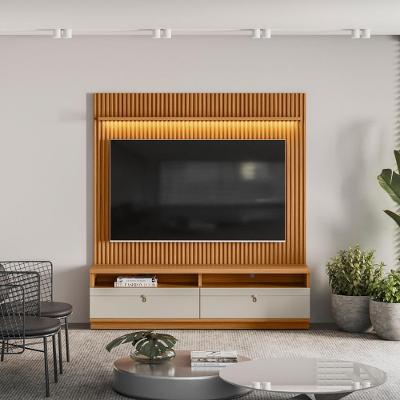 Rack  Painel para TV de até 75 Polegadas 2 Gavetas Ouro Preto Linea Brasil