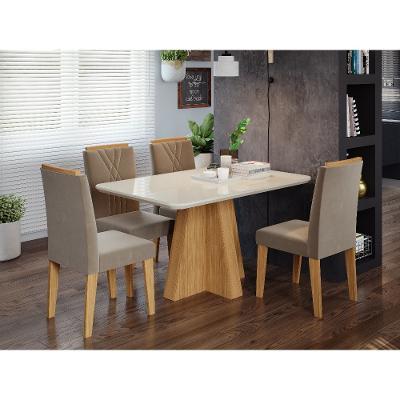 Conjunto Sala de Jantar Mesa Maitê 130cm 4 Cadeiras Nicole Cimol