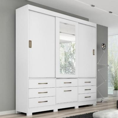Guarda Roupa Casal Espelho 3 Portas 8 Gavetas Luiza Panan