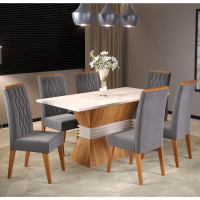 Conjunto Sala de Jantar Mesa Plata 6 Cadeiras Cristal Viero