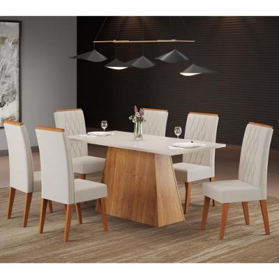 Conjunto Sala de Jantar Mesa Paris 6 Cadeiras Cristal Viero