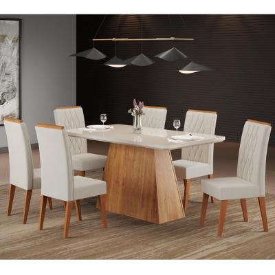 Conjunto Sala de Jantar Mesa Guaruja 6 Cadeiras Cristal Viero