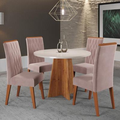 Conjunto Sala de Jantar Mesa Fiorenza 4 Cadeiras Cristal Viero