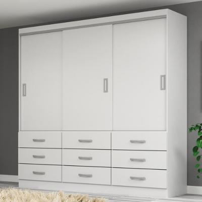 Guarda Roupa Casal 3 Portas de Correr 9 Gavetas Isabela Evidência
