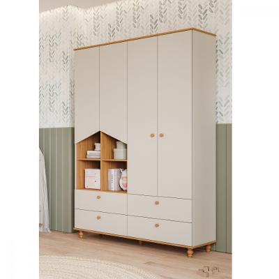 Guarda Roupa Infantil 4 Portas 4 Gavetas Casinha Permóbili