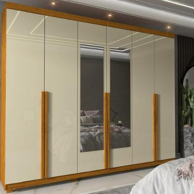 Guarda Roupa Casal 6 Portas 4 Gavetas com Pés e Espelho Imperatriz Gelius