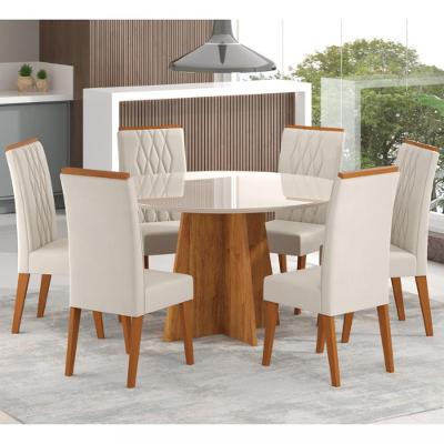 Conjunto Sala de Jantar Mesa Mundy 6 Cadeiras Cristal Viero
