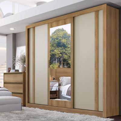 Guarda Roupa Casal Espelho 3 Portas Correr 4 Gavetas Flex Ibiza THB