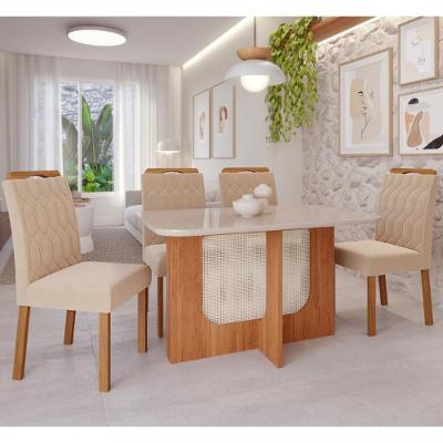 Conjunto Sala de Jantar Mesa Louise 130cm  4 cadeiras Paola Wood Cimol