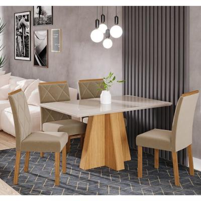 Conjunto Sala de Jantar Mesa Patricia 130cm 4 cadeiras Fernanda Cimol