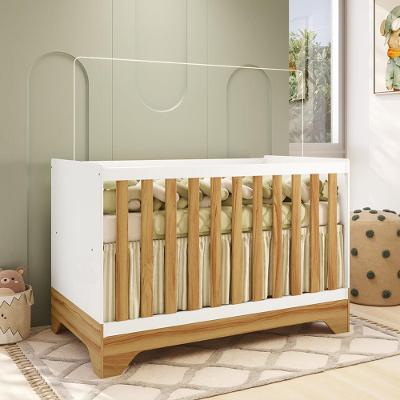 Berço Mini Cama 3 em 1 Americano MDF Popy Retrô Móveis Peroba com Colchão Gazin