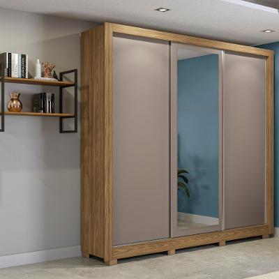 Guarda Roupa Casal com Espelho e Pés 3 Portas de Correr CB07M570 Kappesberg