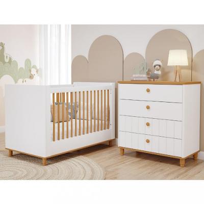 Quarto de Bebê Completo Berço e Cômoda 4 Gavetas 100 MDF Lívia Permobili