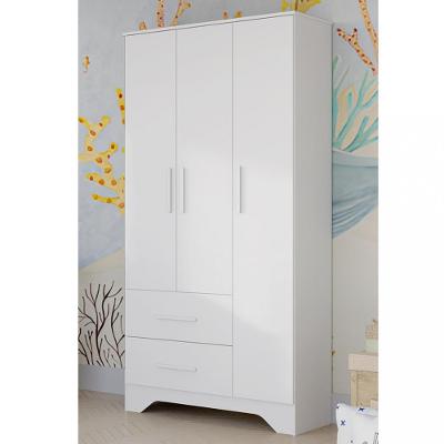 Guarda Roupa Infantil 3 Portas 2 Gavetas MDF Popy Retro Peroba