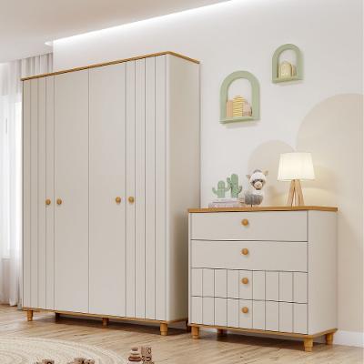 Quarto de Infantil Completo Guarda Roupa 4 Portas e Cômoda 4 Gavetas 100 MDF Lívia Permobili