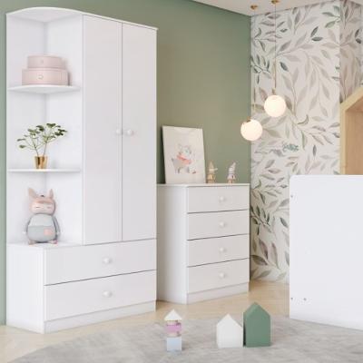 Quarto de Bebê com Guarda Roupa e Cômoda Labirinto Henn