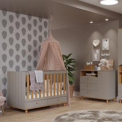 Dormitório Bebê Berço e Cômoda Casinha Permobili