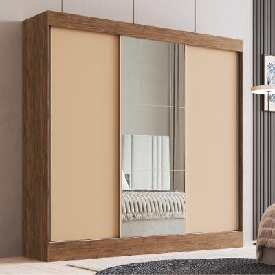 Guarda Roupa Casal com Espelho 3 Portas de Correr 100 MDF Michigan Doripel