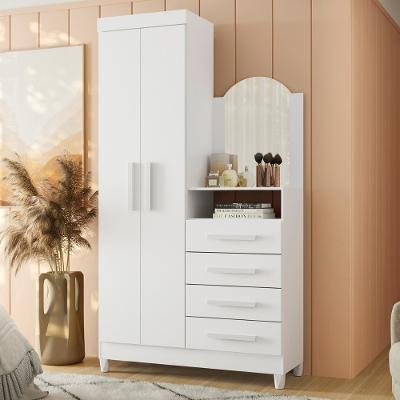 Guarda Roupa Solteiro Flex 2 Portas com Cômoda 3 Gavetas com Pés e Espelho New Capri Albatroz