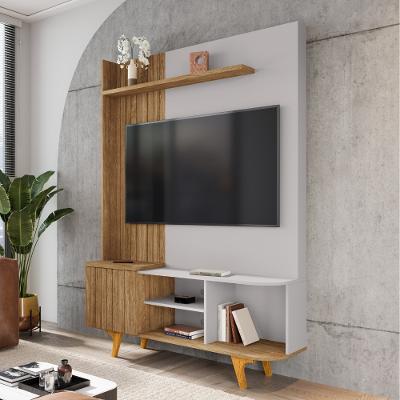 Estante Home Frisado para TV Até 75 Polegadas 1 Porta com Pés de Madeira Corumbaú Bechara