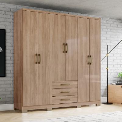 Guarda Roupa Casal 6 Portas 3 Gavetas Pés Caju Henn