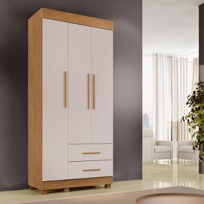 Guarda Roupa Solteiro 3 Portas 2 Gavetas com Pés Copacabana New Benetil