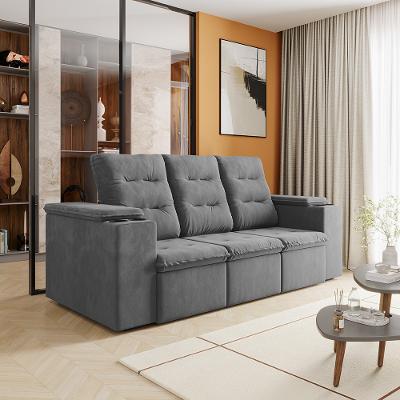 Sofá 3 Lugares Retrátil 200cm Suede Munique Flash