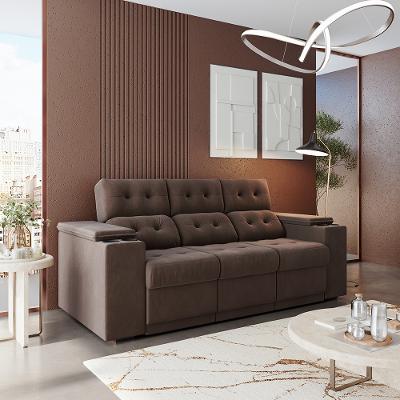 Sofá 3 Lugares Retrátil 210cm Suede Frankfurt Flash Estofados