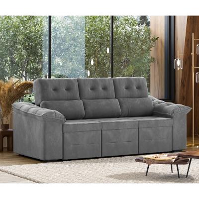 Sofá 3 Lugares Retrátil Reclinável 200cm Suede Suiça Flash