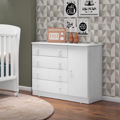 Cômoda Infanti 4 Gavetas 1 Porta Doce Sonho Qmovi