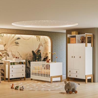 Quarto de Bebê Completo Berço mini cama Guarda Roupa e Cômoda Fantasia Qmovi