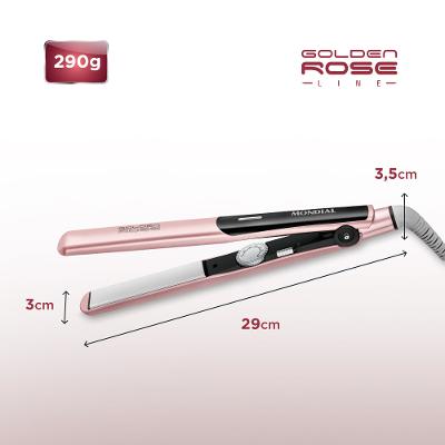 Prancha Alisadora Mondial Golden Rose e Preto 45W P-20