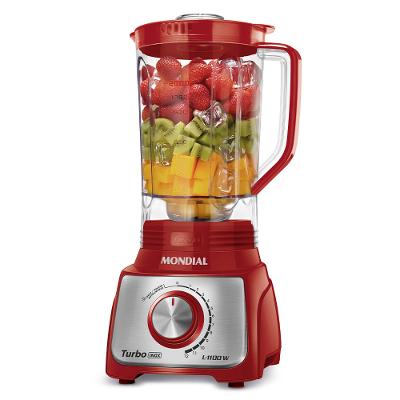 Liquidificador Turbo Mondial Vermelho e Inox 1100W L-1100 RI