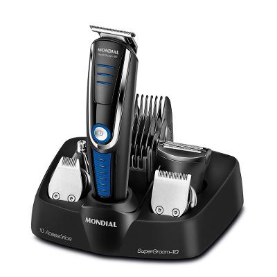 Aparador de Pelos Super Groom 10 Mondial Preto e Azul 6W  BG-03