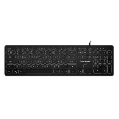 Teclado com Fio Led Branco Movitec Preto OTF-02