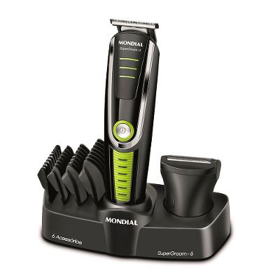 Aparador de Pelos Super Groom 06 Mondial Preto e Verde 6W  BG-04