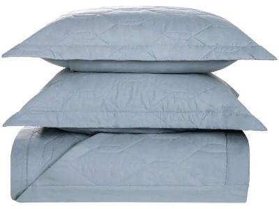Cobre-leito Casal Karsten 100% Algodão 180 Fios Liss Azul 3 Peças