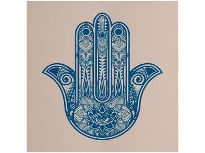Placa Decorativa MDF Good Vibes Hamsa 29x29cm