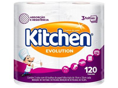 Papel Toalha Folha Tripla Kitchen Evolution 2 Unidades