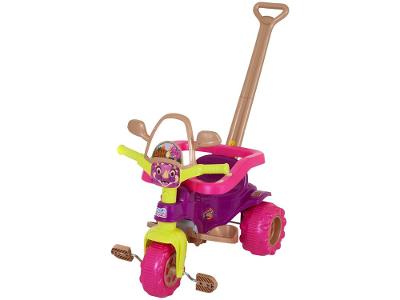 Triciclo Infantil Dino Pink com Empurrador