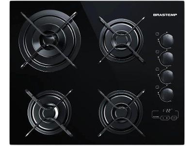 Cooktop 4 Bocas a Gás GLP Brastemp Vidro Temperado