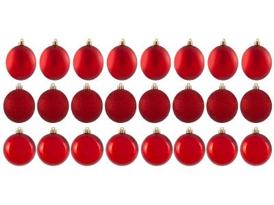 Bola de Natal Vermelho 3cm 24 Unidades Cromus