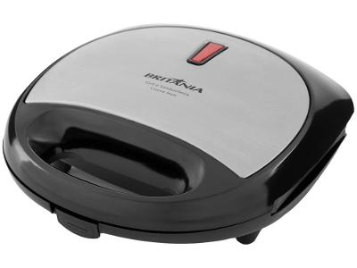 Sanduicheira Grill Britânia Preto e Cinza 750W Antiaderente Crome